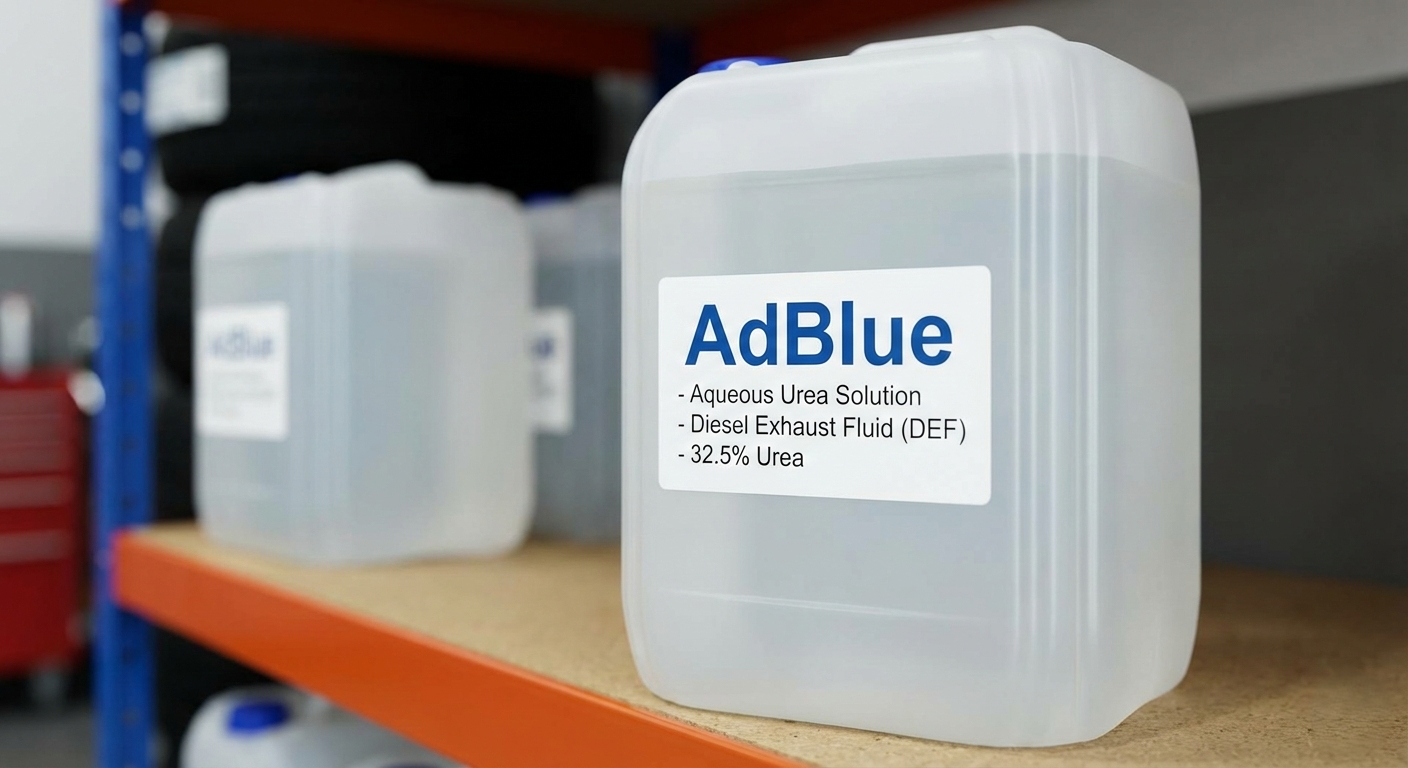 Industrial AdBlue tank showing storage of Aqueous Urea Solution and Diesel Exhaust Fluid for diesel engine emission control