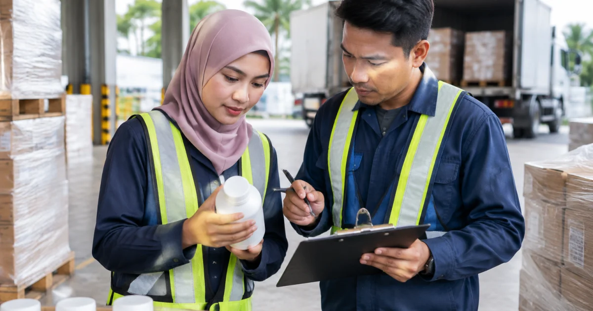 Procurement and maintenance staff qualifying a lubricant distributor using samples and delivery checks